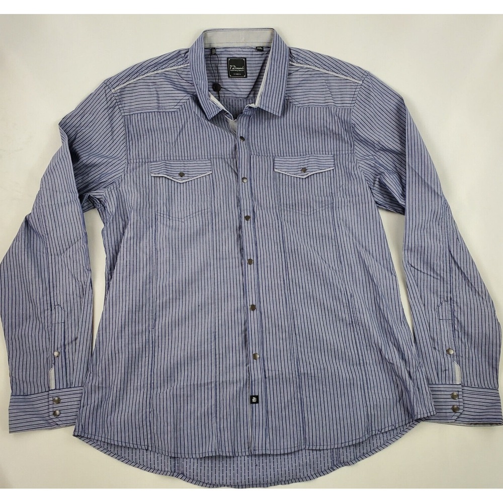 7Diamonds men shirt long sleeve SMK-3839 look my eyes blue cotton XXL $119